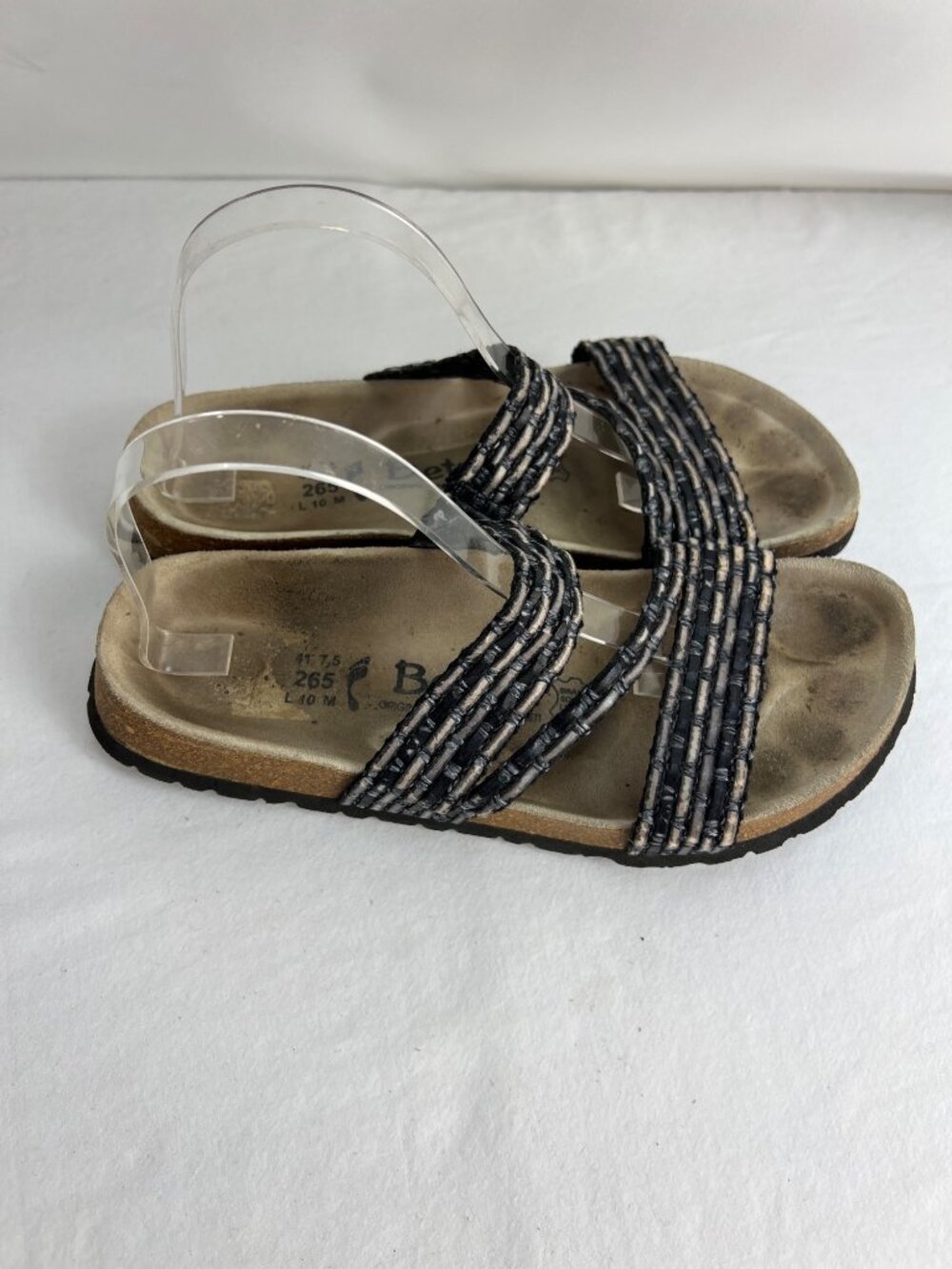 Betula Womens Black Strappy Sandals Size 10 M EU 41 Woven Cork Footbed